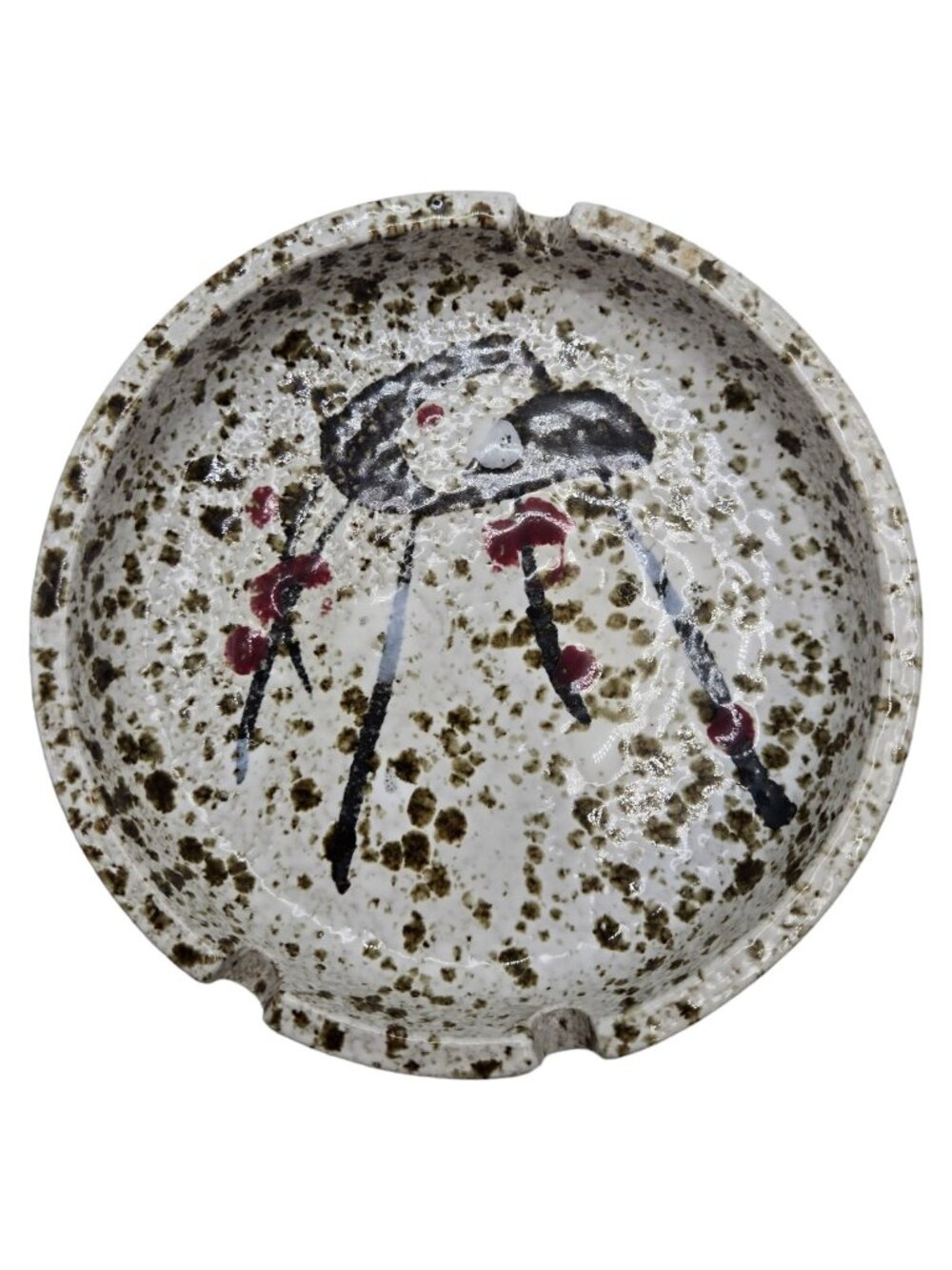 Vintage MCM Ceramic Ashtray Abstract Splatter Design Japan Mid Century Modern